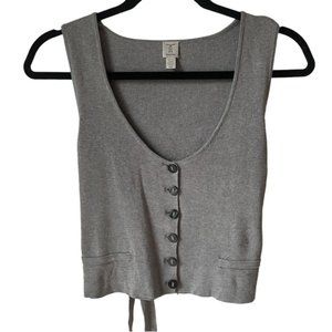 Vintage Y2k Tristan Grey Knit Button Down Vest Small